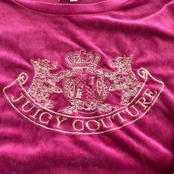 EUC Juicy Couture Velour Lounge Sleepwear Pajama Set Spellout Logo Pink Size S - Picture 2 of 10